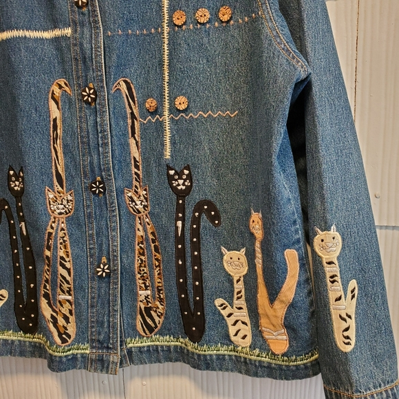 Cat Jean Jacket Vintage Women's Large. New Identity. - Picture 2 of 6